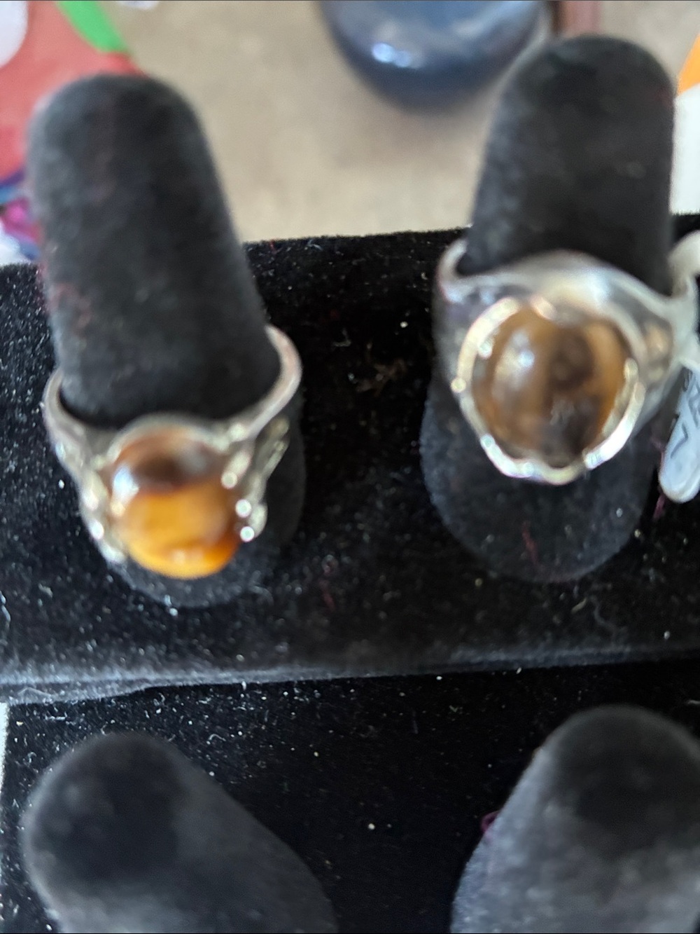 Sterling Silver Tiger's Eye Cocktail Ring - Brown two size5 and 9